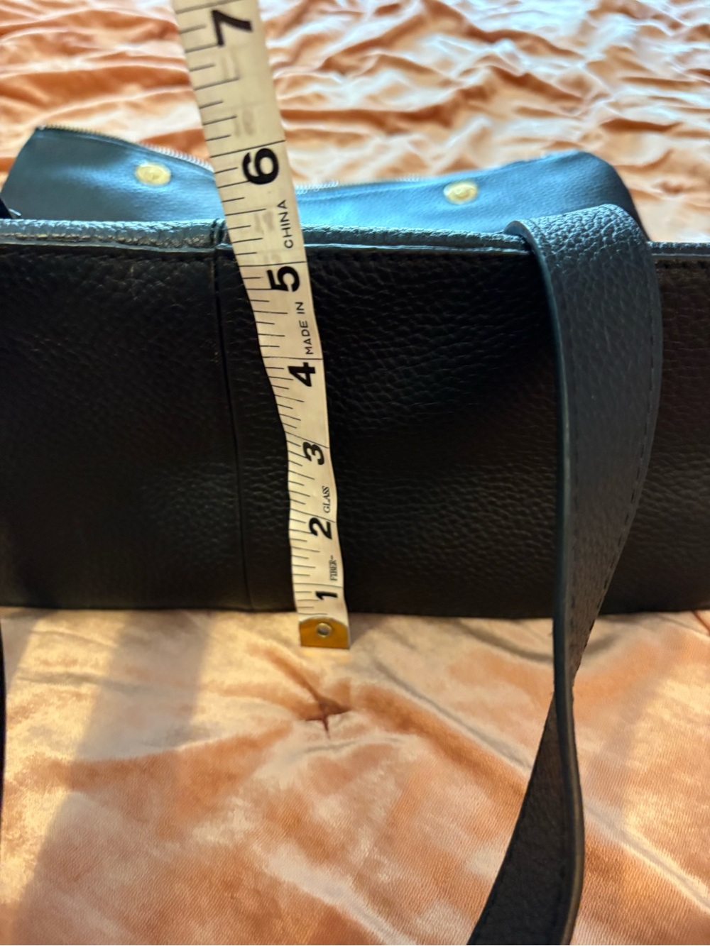 L.L. Bean Black Pebble Leather Shoulder Tote with Gold Plate - Picture 11 of 16